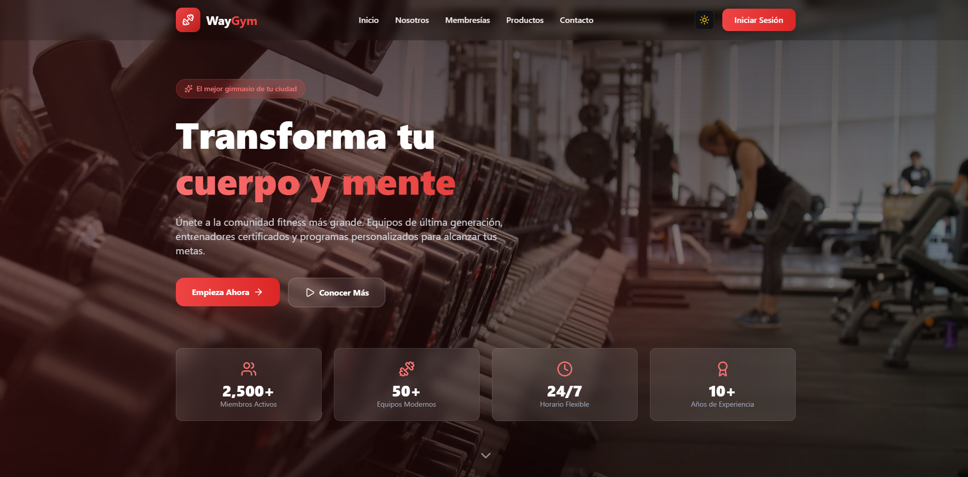 Ejemplo de página web para gimnasio